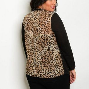 Comfy Long Sleeve Leopard Cardigan with Open Front Design.